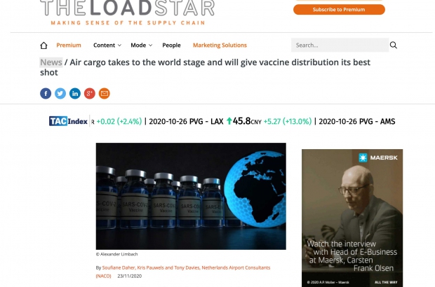 News : Air cargo takes to the world stage and will give vaccine distribution its best shot
